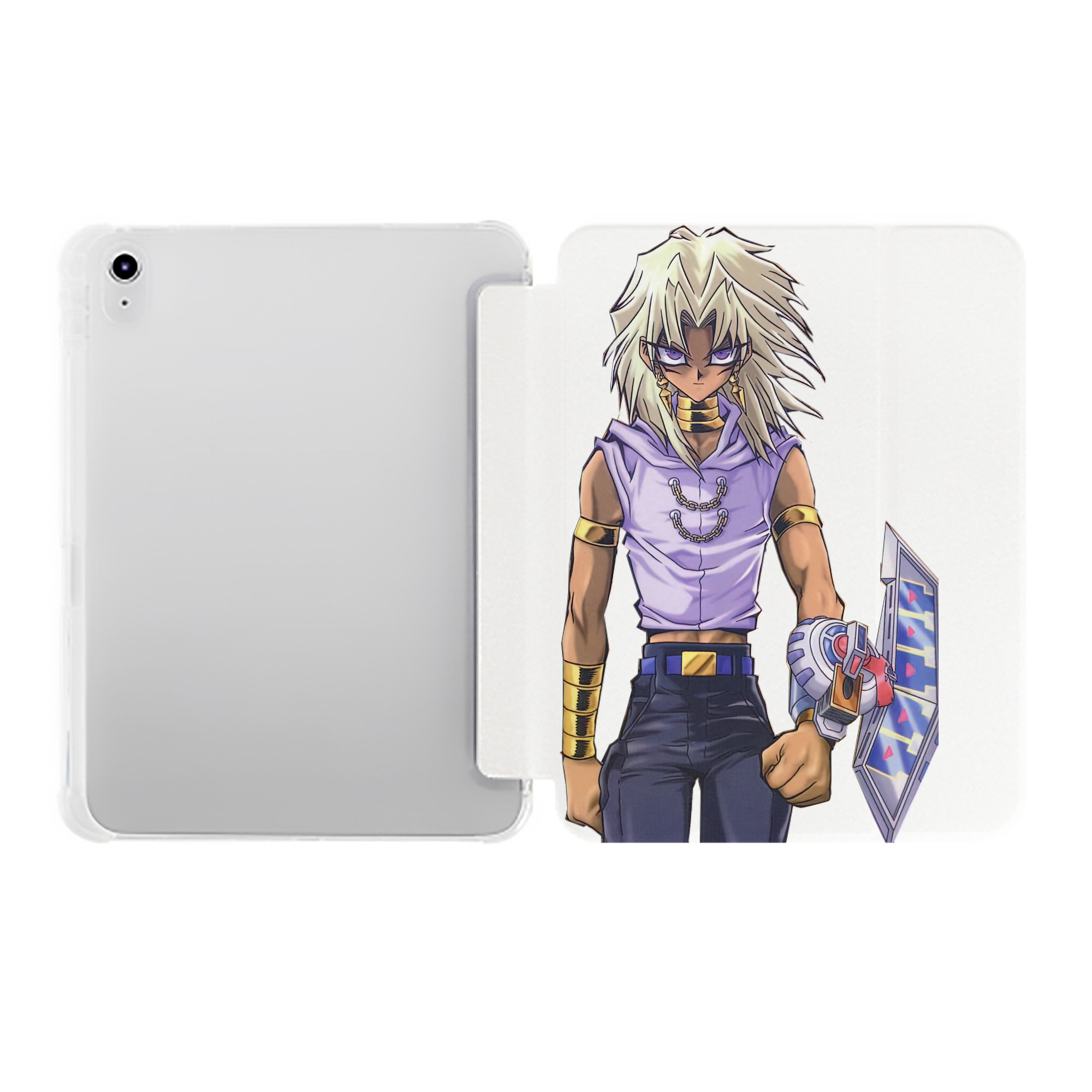 （画像用） 遊☆戯☆王 Yu-Gi-Oh! IPad ケース ペン収納付き 三つ折りスタンド PUレザー×シリコン 対応機種9.5/10.5/10.9インチ